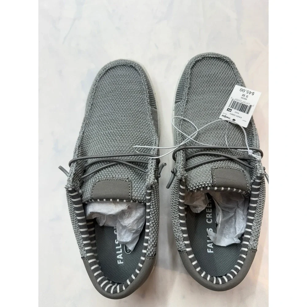 FALLS CREEK $45 Mens 9 Gray White Enzo Slip On Casual Memory Foam Shoes FC2